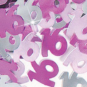 Bordskonfetti för 16-årsdagen rosa - 14g Bordskonfetti för 16-årsdagen rosa - 14g