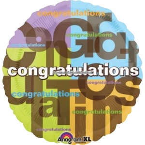 Färgglad gratulations- folieballong - 46 cm