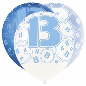13-års födelsedagsballonger - 30 cm latex - 6 st