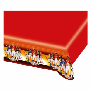 Power Rangers röd bordsduk i plast - 1,2m x 1,8m Power Rangers röd bordsduk i plast - 1,2m x 1,8m