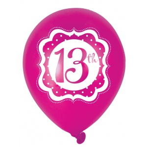 13-års födelsedagsballonger perfectly pink - 25 cm latex