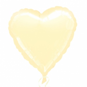 Elfenbensfärgad hjärtformad folieballong - 81 cm