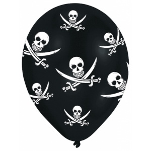 Jolly Roger piratballonger - 28 cm latex - 6 st