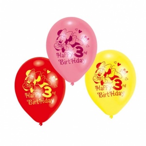 3-års födelsedagsballonger - Mimmi pigg - 23 cm latex - 6 st